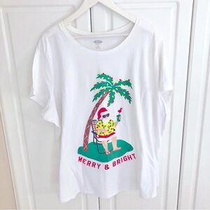 NWOT Old Navy 3X Christmas Santa Beach Palm Tree Vacation Holiday T-shirt Funny